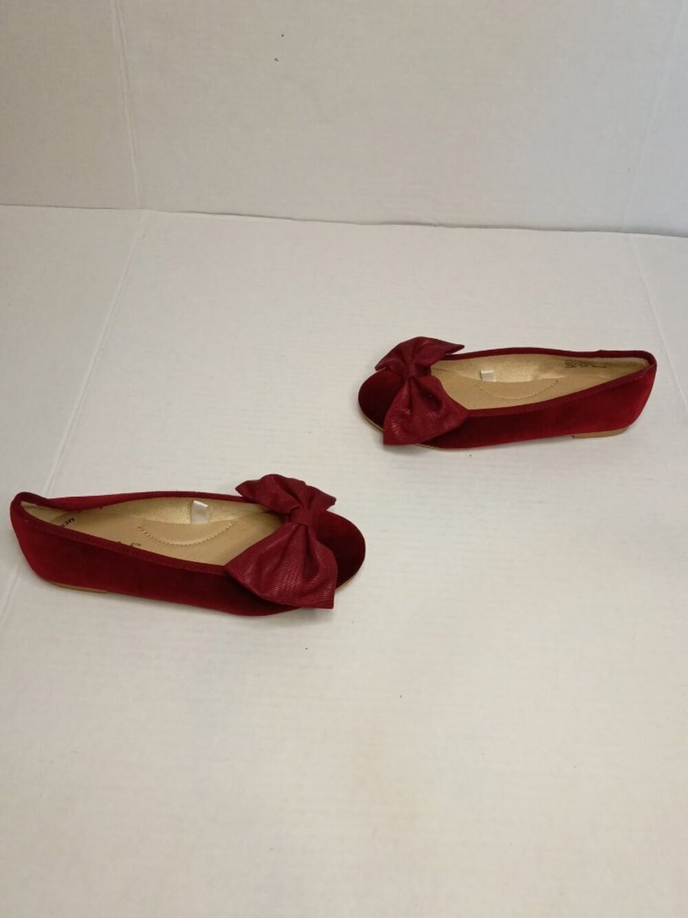 Cat & Jack Red Velvet Perla Bow Ballet Flats Girls Youth Size 1 - Picture 5 of 7